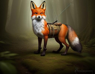 The fox as an adventurer in a forest.