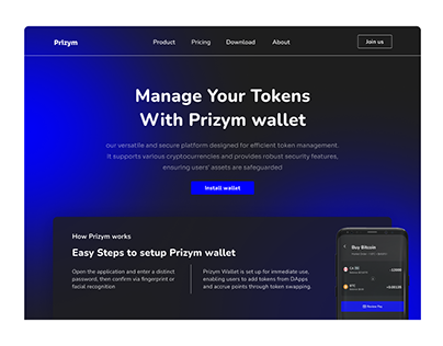 Prizym Crypto wallet landing page