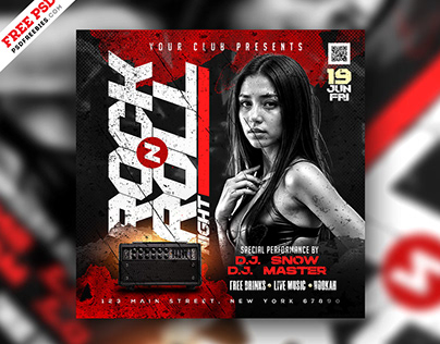 Free PSD | Rock n Roll Music Event Instagram Post PSD