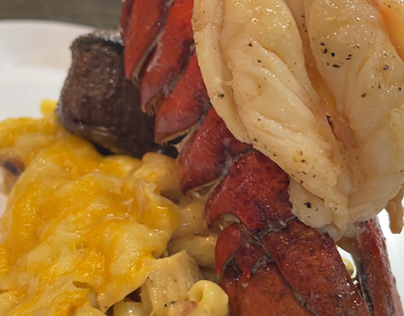 Steak and Lobster with a Cajun Chix MacNCheese