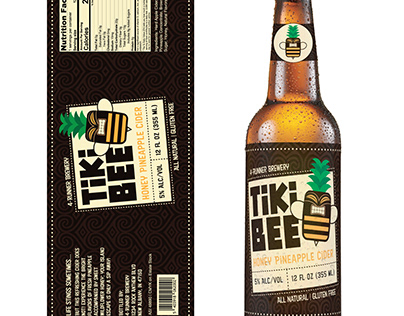 Tiki Bee Cider Label Design
