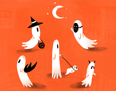 Wholesome ghosts Halloween Illustrations