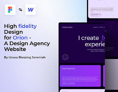 High fidelity design for Orion- A design Agency Website