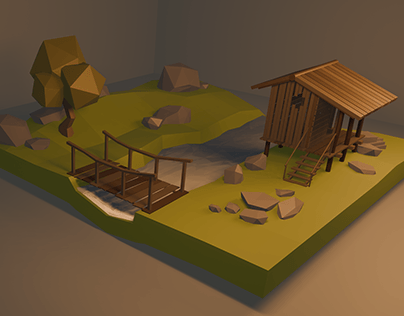 My first low poly scene (following the tutorial)