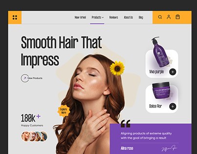 Beauty Products Web Site Design: Landing Page