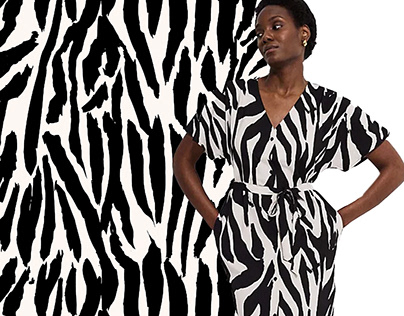 George Asda Women Zebra Print Collared Midi Dress