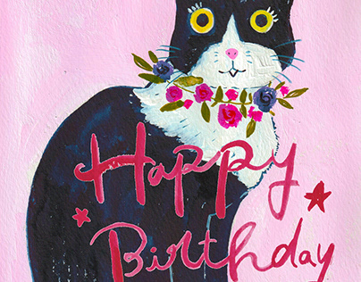 Happy Birthday card (cat)