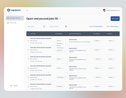 Job Finder Website—Manage Job Post UIUX Design
