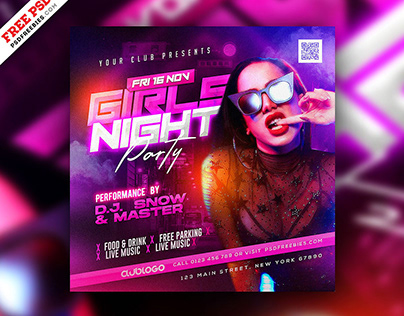 Free PSD | Girls Night Out DJ Party Instagram Post PSD