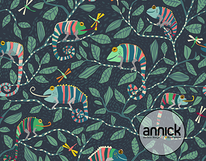 seamless pattern: quirky chameleons