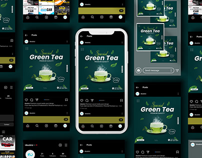 Green Tea promotional social media post design