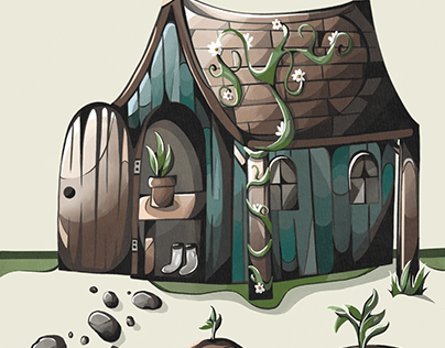 Watercolor Styled Cottage 1