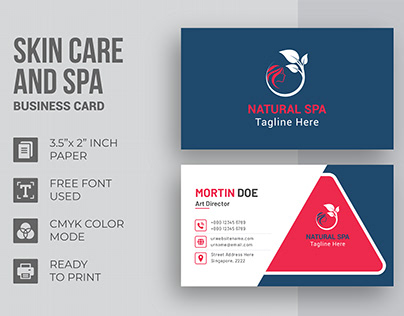 Skin Care & Spa Company Business Card Design
