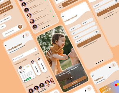 UI design of a Babysitting Mobile App