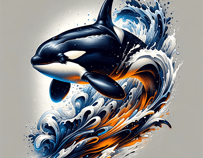 An orca leaping out of the water (DALL-E)