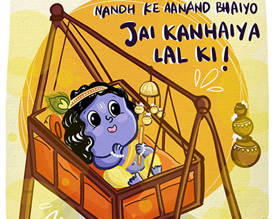 Janmashtami wishes illustration and animation video