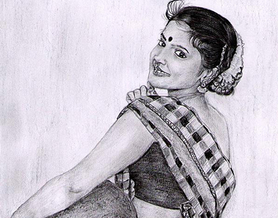 Village Girl - Pencil Art work