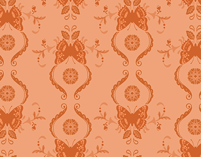 Butterfly Damask Repeating Pattern