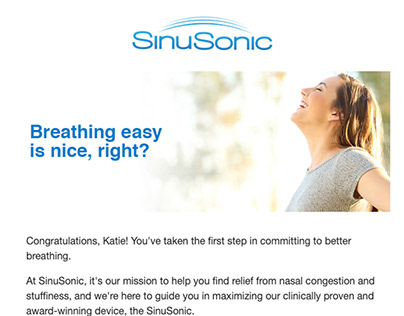 SinuSonic Thank You Post Purchase Email