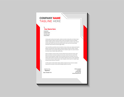 Red and Gary Colored Letterhead Template