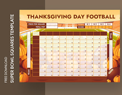 Free Thanksgiving Football Squares Game Template