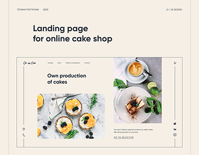 Landing page for online cake shop