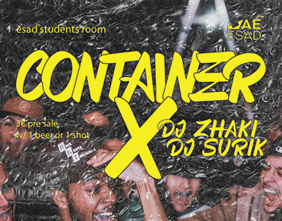CONTAINER X party poster for AE ESAD