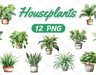 Watercolor Houseplants Clipart
