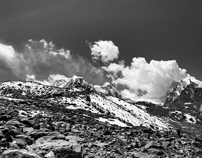 Himalayan landscape in noir