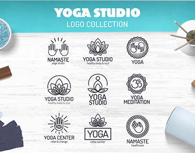 Yoga studio logo collection line style