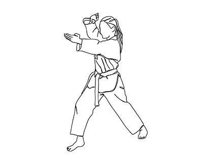 Taekwondo Player Single Line Drawing