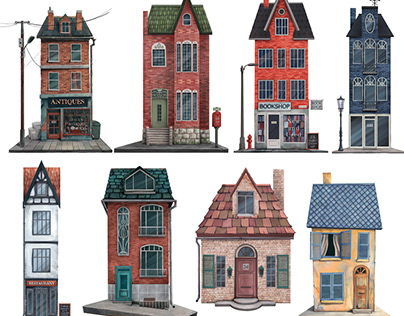 Set of illustrated houses