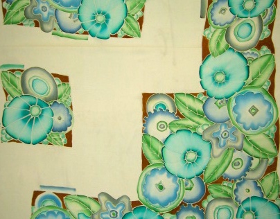 Art Deco florals painted on silk