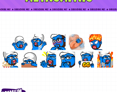 Custom Smurf Emotes For Twitch, Discord By Hachiko_Art