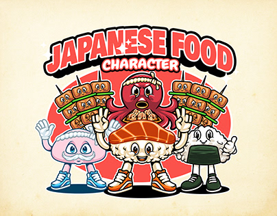 Japanese Food Character Retro Mascot Illustration