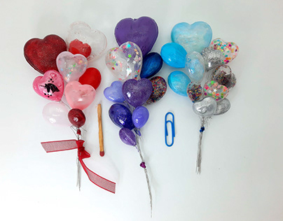 Miniature balloons for decorating handmade products.