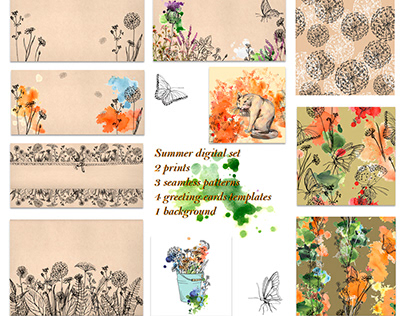 Watercolor party cards templates.