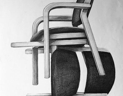 ''Crossed chairs study'' 50x70 cm