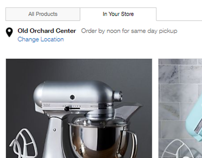 Crate and Barrel In-Store Availability Filter
