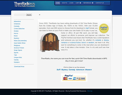 ThenRadio ecommerce website selling digital downloads