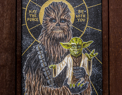 Star Wars icone, painted on canvas. 18x24cm