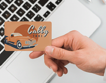 Business card design in retro style for a taxi company