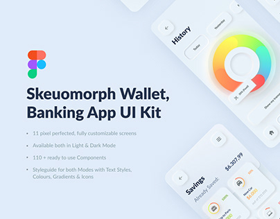 Skeuomorph Wallet, Banking App UI Kit