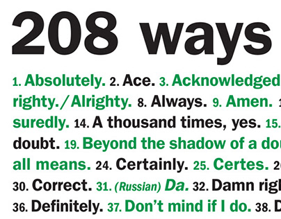 208 ways to say “Yes.”