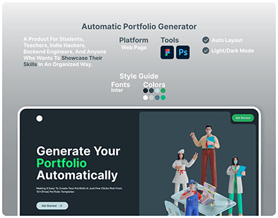 Automatic Portfolio Generator | SAAS Landing Page | UI