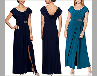 Alex Early Evening Ladies' Long Cowl Neck A-Line Gown