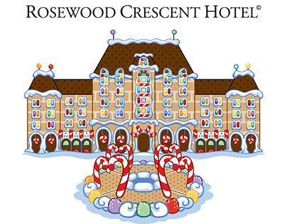 Holiday Illustration of the Rosewood Crescent Hotel