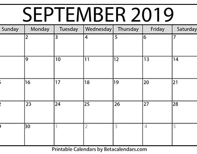 Printable September 2019 Calendar