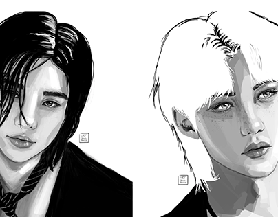 Hyunjin and Felix illustrations