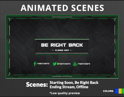 Green Twitch Animated Webcam Overlay Multi color